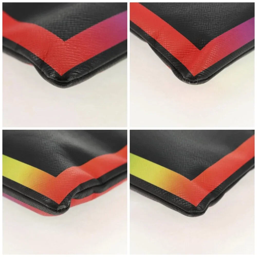 LOUIS VUITTON taiga rainbow Chain Pochette A4 Bag Black M30347 LV Auth 157880M - Picture 14 of 16